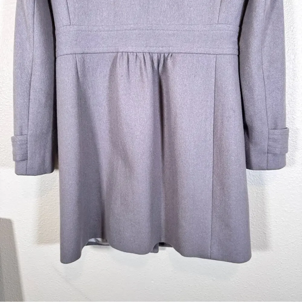 J Crew Grey Wool Lady Day Pea Coat Womens 4 Preppy Button Down Warm Winter - Picture 3 of 13
